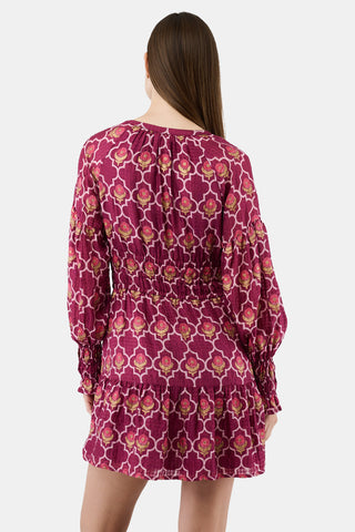 ROLLER RABBIT BURGUNDY MARQUIS FLORAL POPPY DRESS