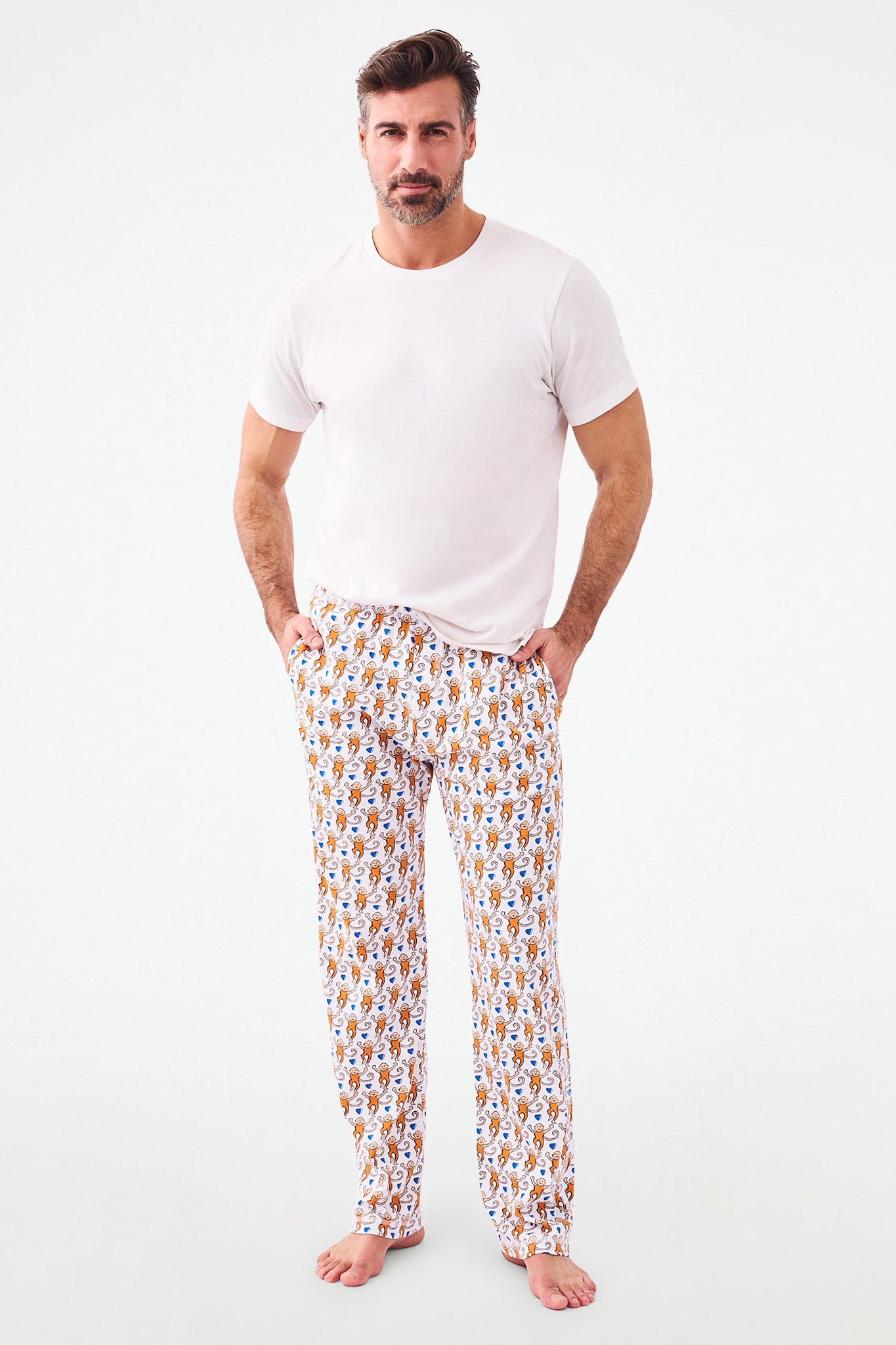 Roller Rabbit Mens Lovely Monkey Simon Pant Orange/Navy view 2