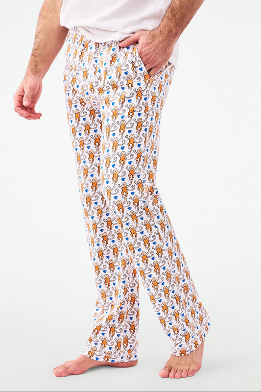 Roller Rabbit Mens Lovely Monkey Simon Pant Orange/Navy view 1