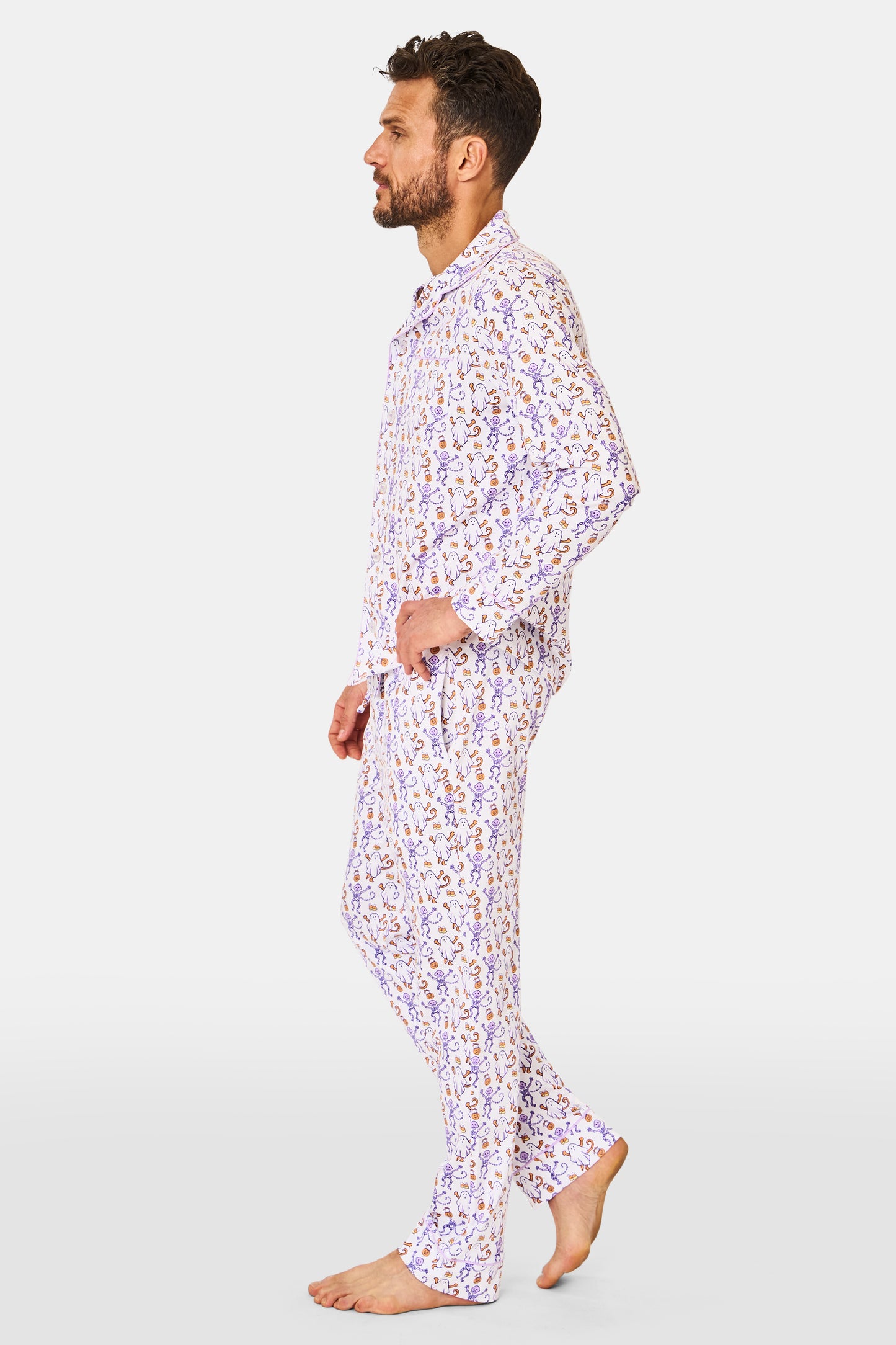 Men's Trick or Treat Long Sleeve Polo Pajamas view 6