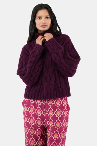 ROLLER RABBIT WHITE AND BURGUNDY NAOMI SWEATER