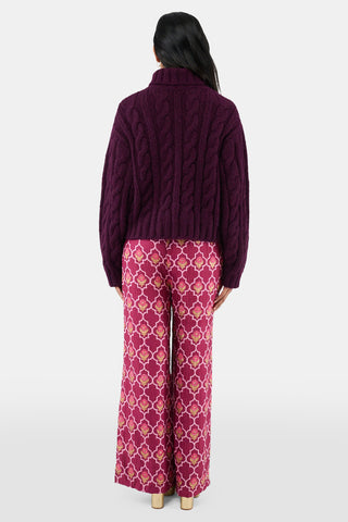 ROLLER RABBIT WHITE AND BURGUNDY NAOMI SWEATER