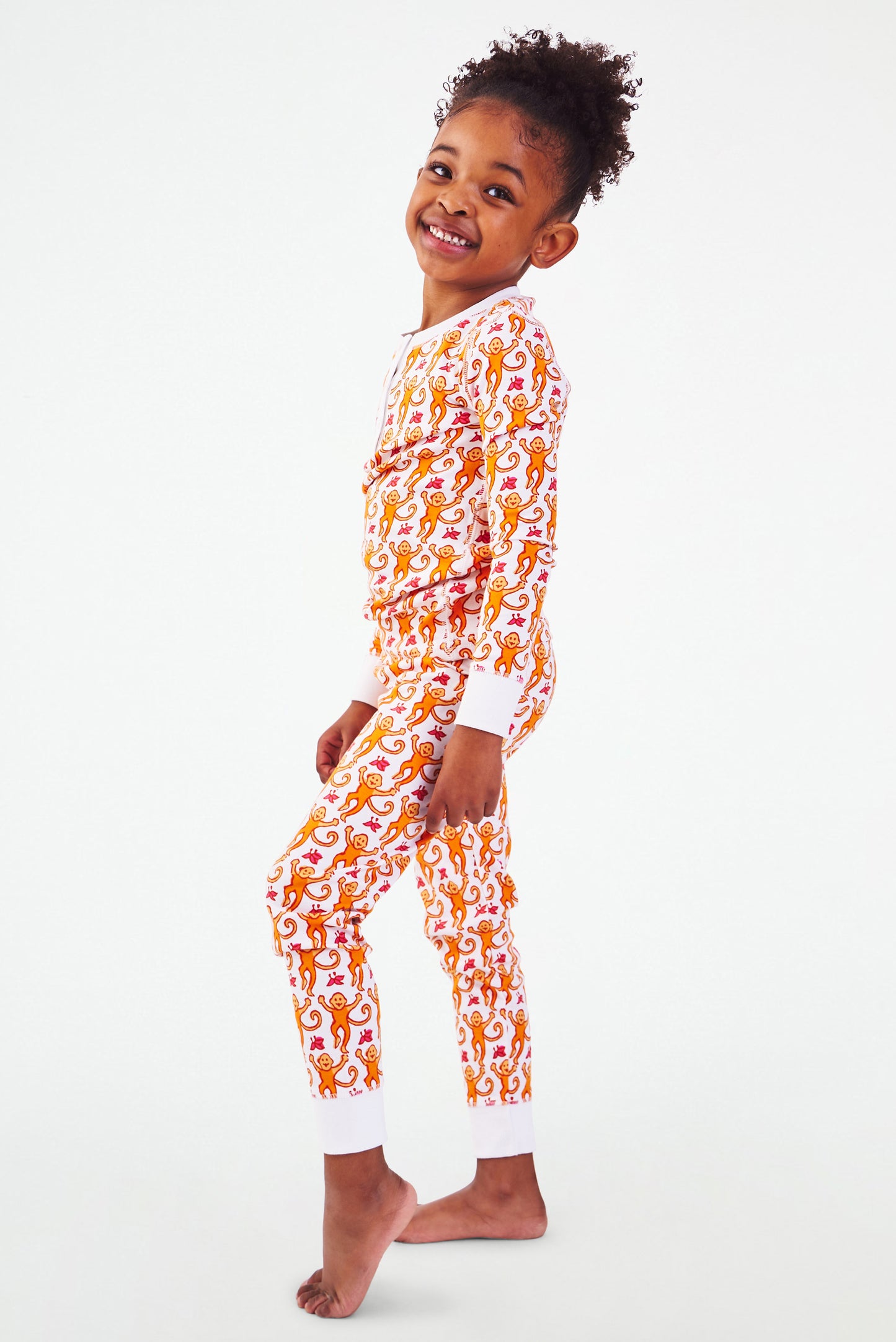 Roller Rabbit Orange Monkey Kids Pajamas view 3