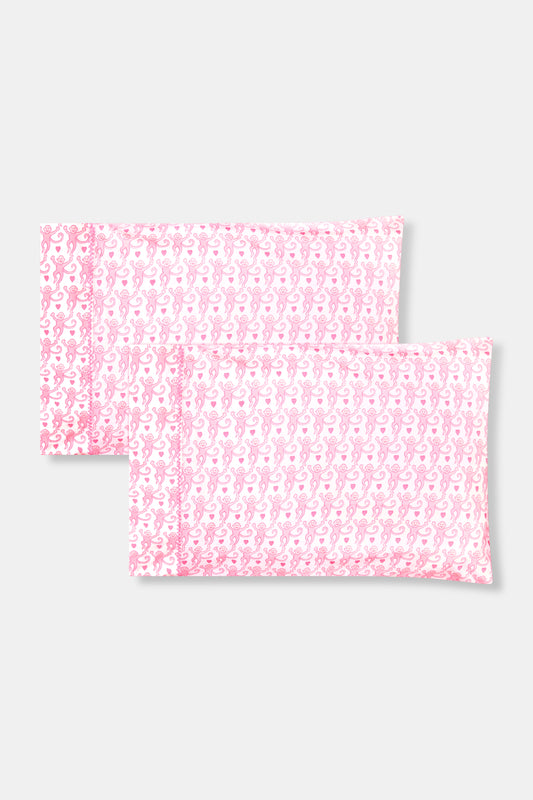 Roller Rabbit Pale Pink Lovely Monkey Pillowcase Set view 1
