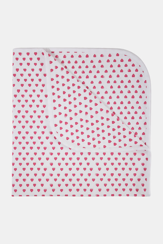 Roller Rabbit Pink Infant Hearts Receiving Blanket view 1