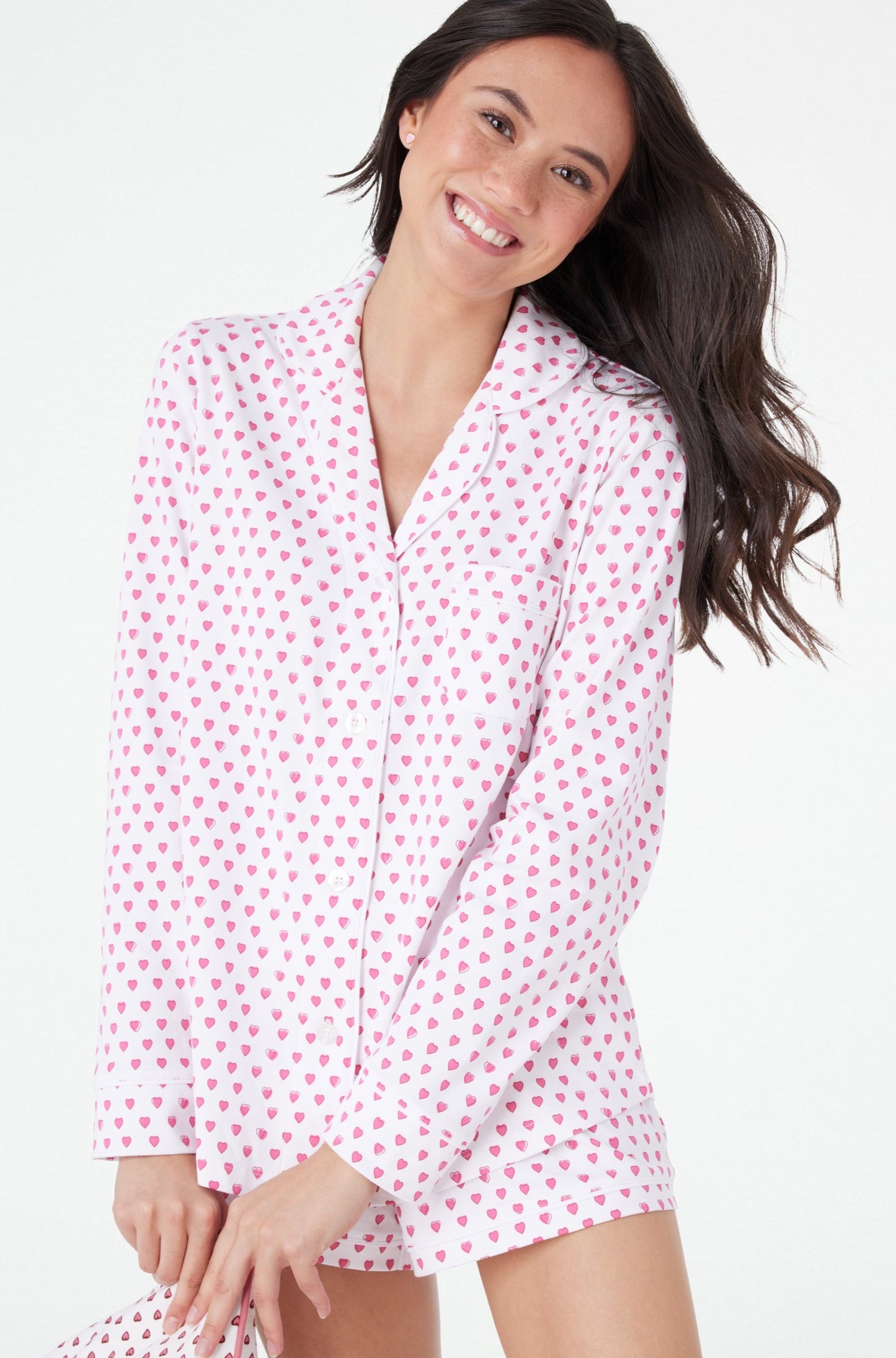 Roller Rabbit Pink Hearts Paola Polo Pajamas view 1