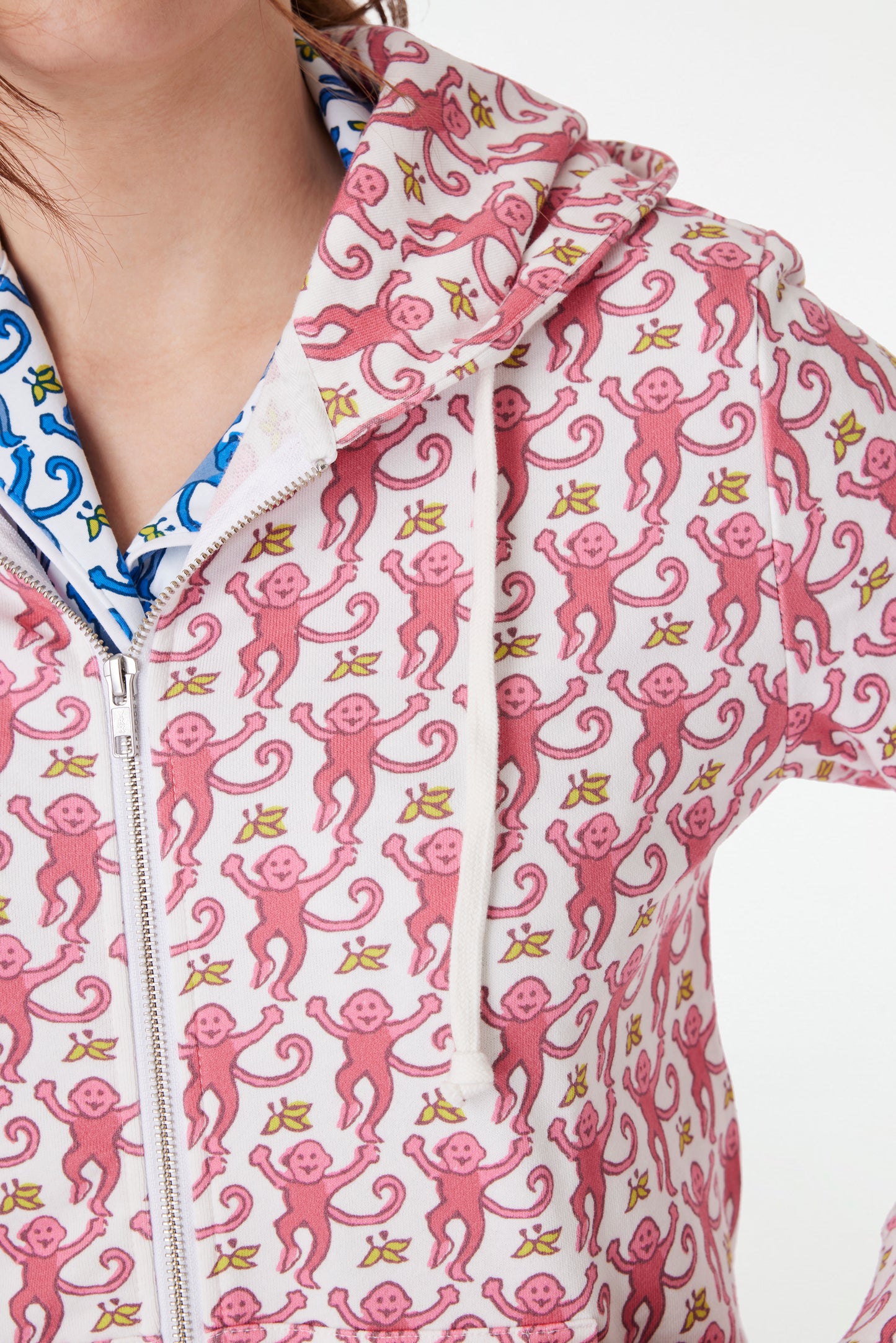 Roller Rabbit Pink Monkey Harley Hoodie view 3