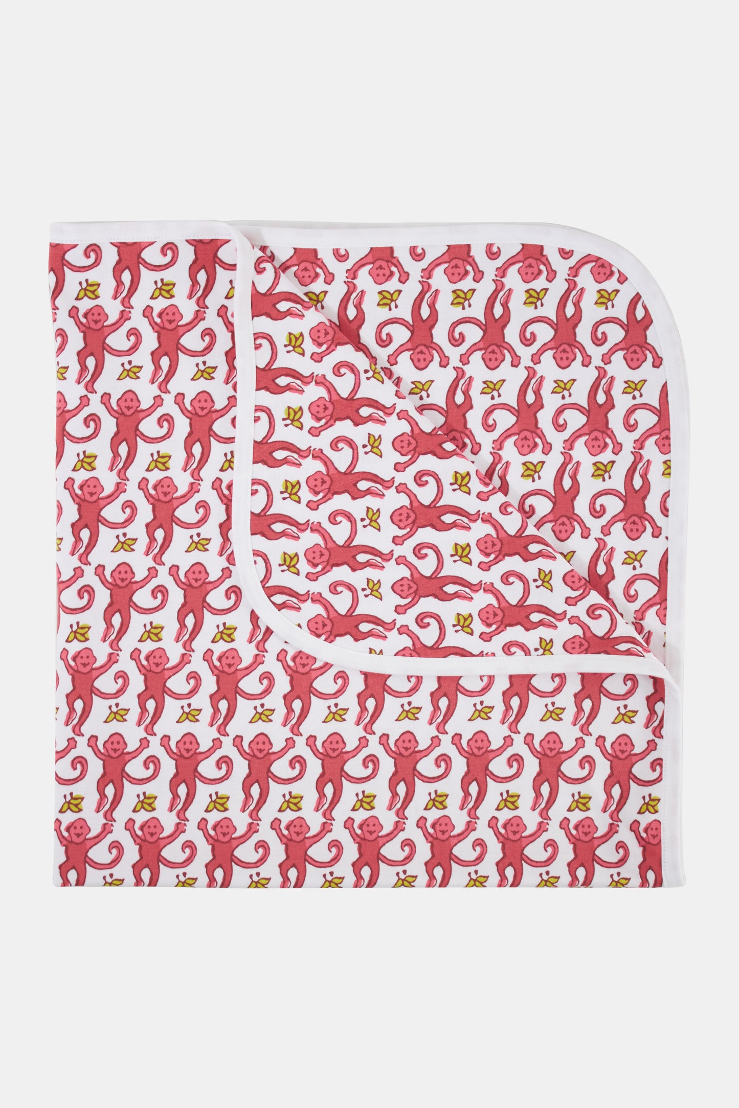 Roller Rabbit Pink Infant Monkey Receiving Blanket view 1
