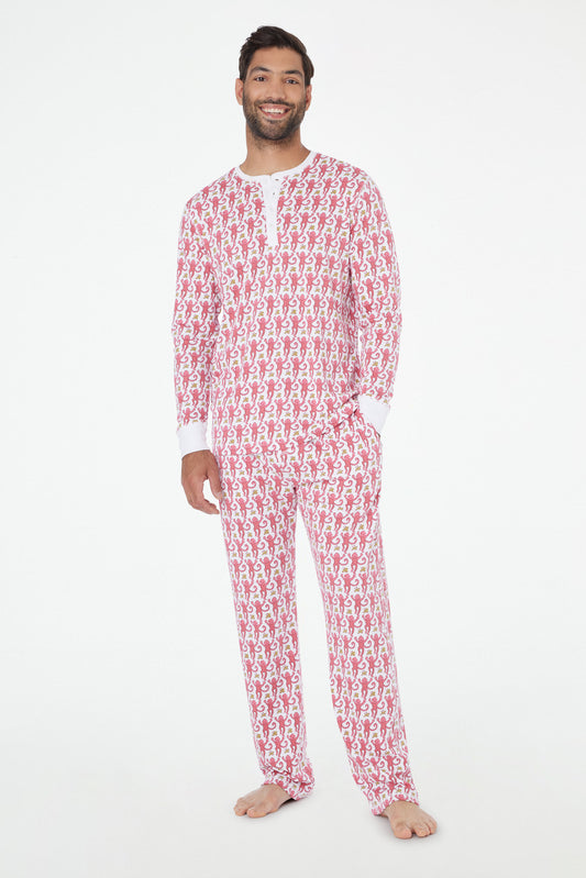 Roller Rabbit Men's Monkey Pink Spencer Pajamas view 1