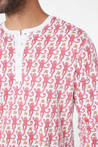 Roller Rabbit Men's Monkey Pink Spencer Pajamas