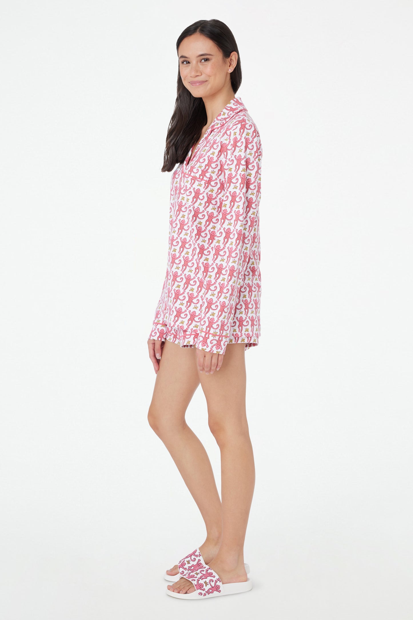 Roller Rabbit Pink Monkey Paola Polo Pajamas view 4