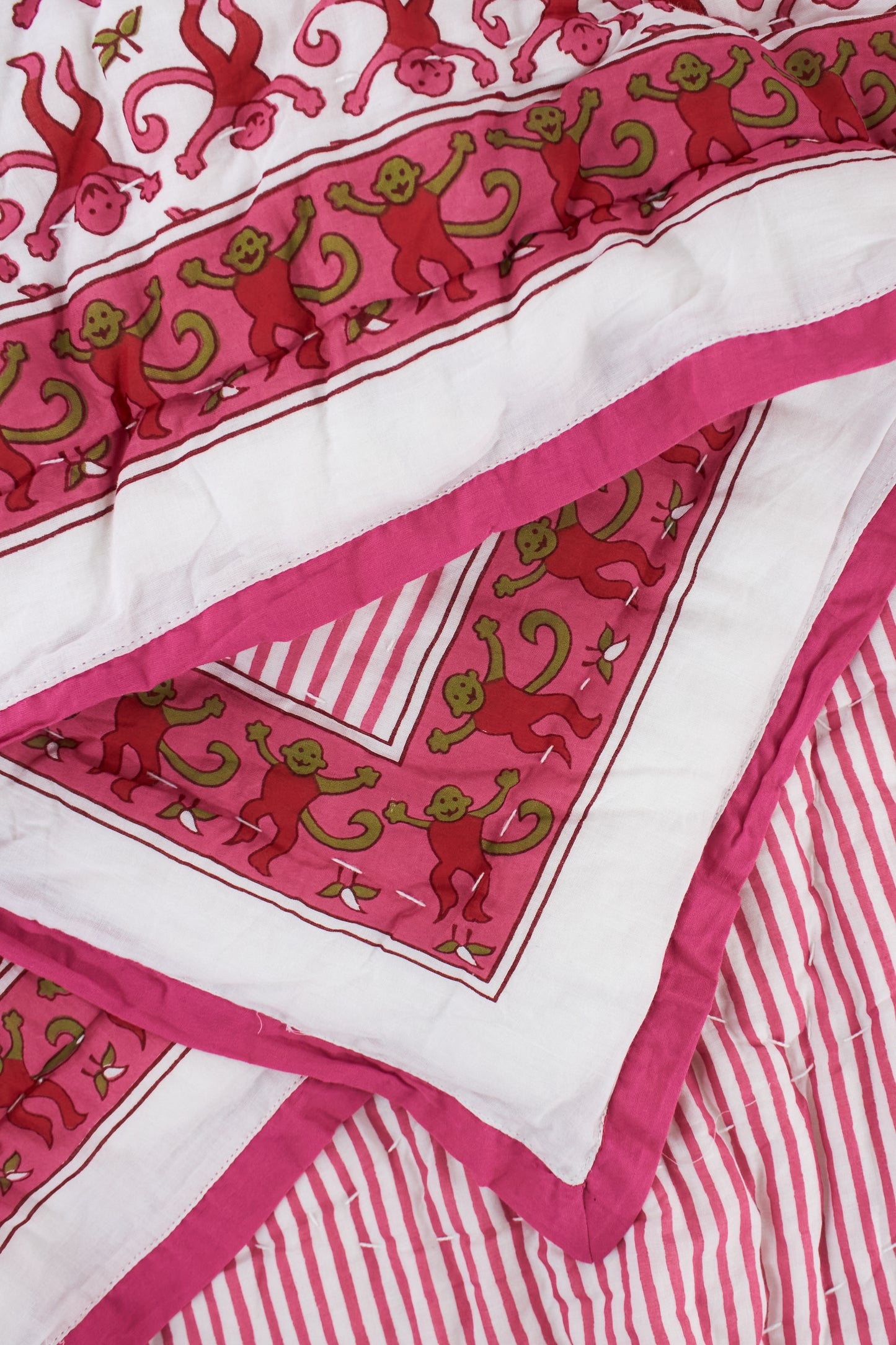 Roller Rabbit Pink Monkey Baby Quilt view 2