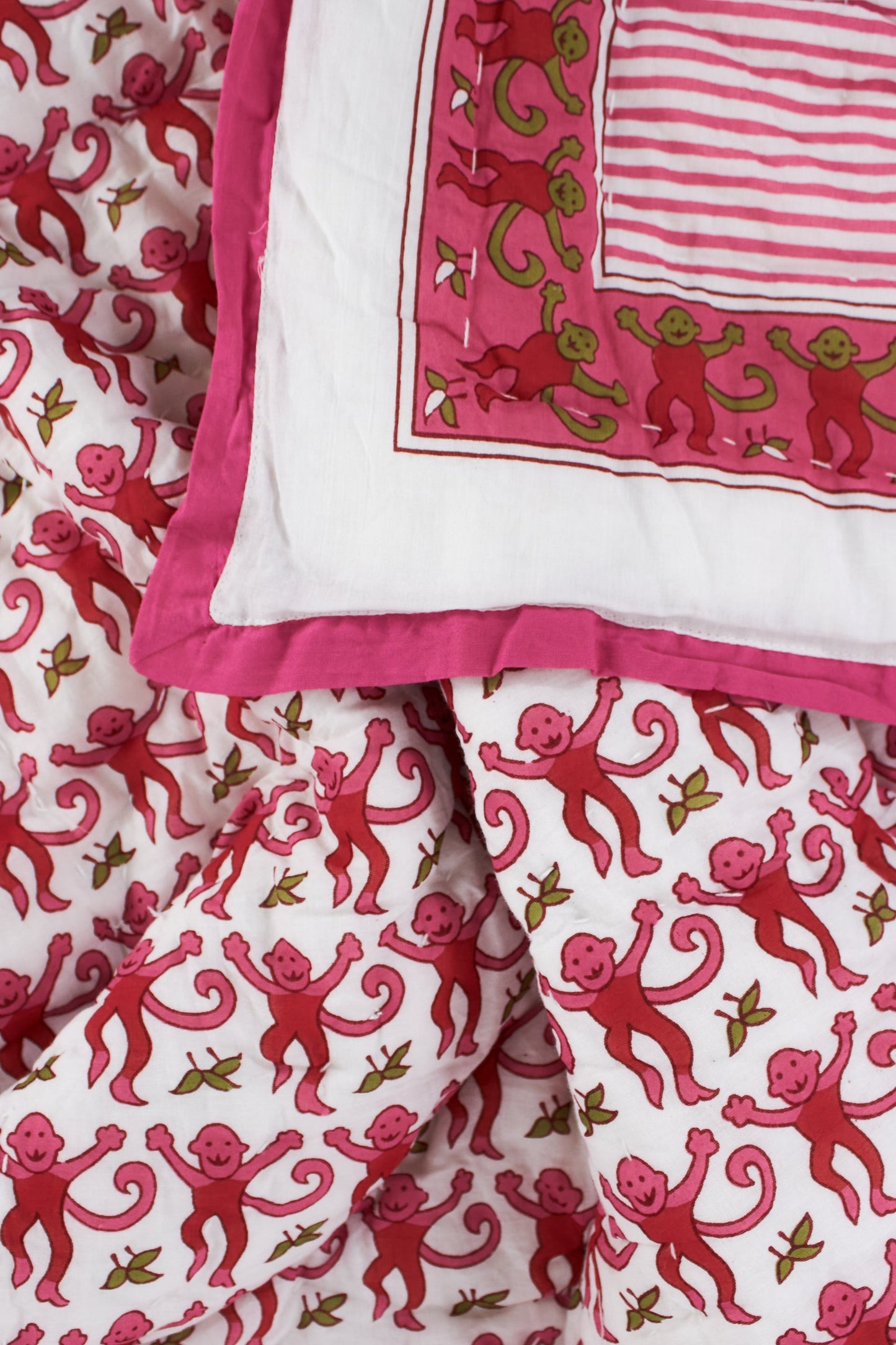 Roller Rabbit Pink Monkey Baby Quilt view 3
