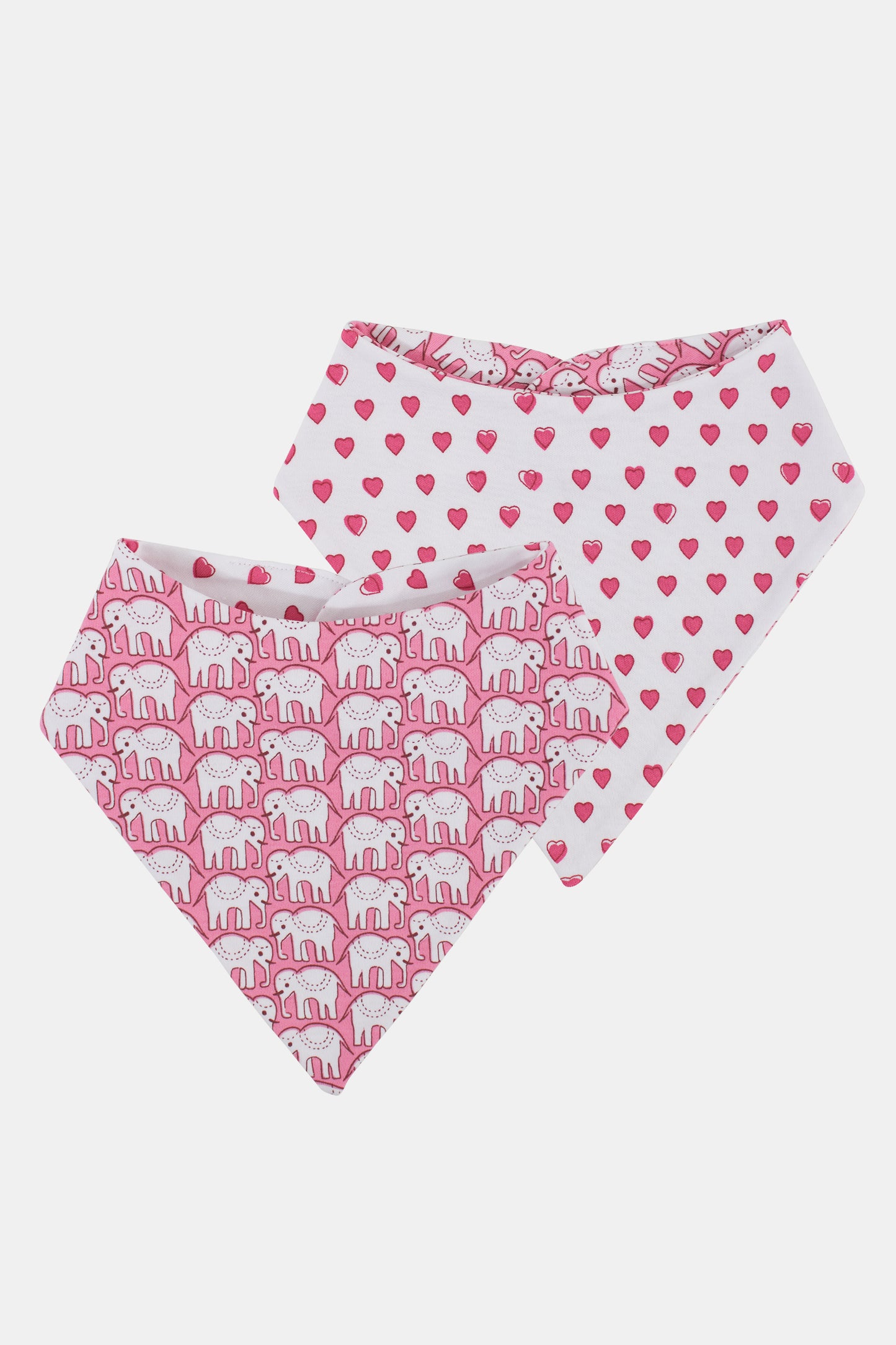 Roller Rabbit Infant Hearts & Hathi Pink Bandana Bib Set