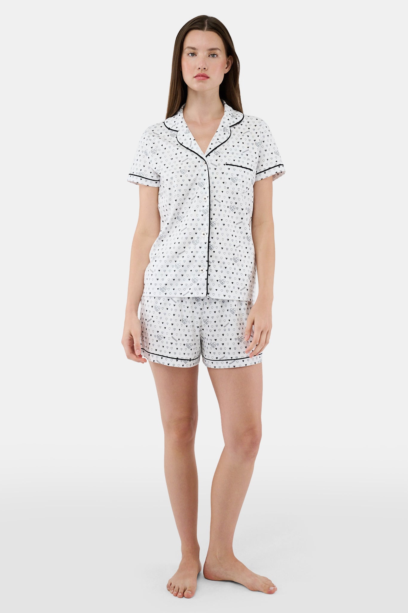 Roller Rabbit Black Quilted Hearts Polo Pajamas view 4