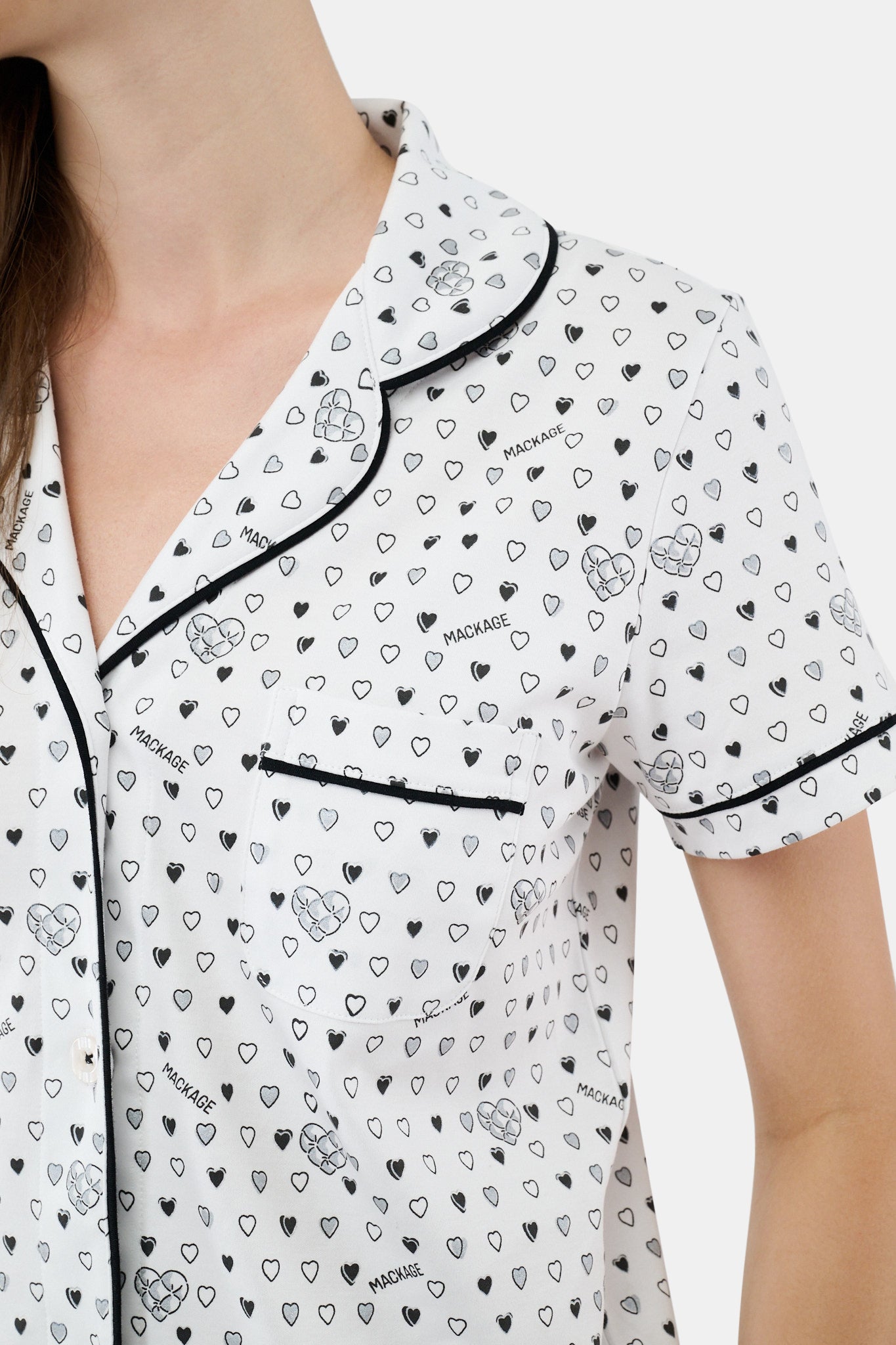 Roller Rabbit Black Quilted Hearts Polo Pajamas view 3