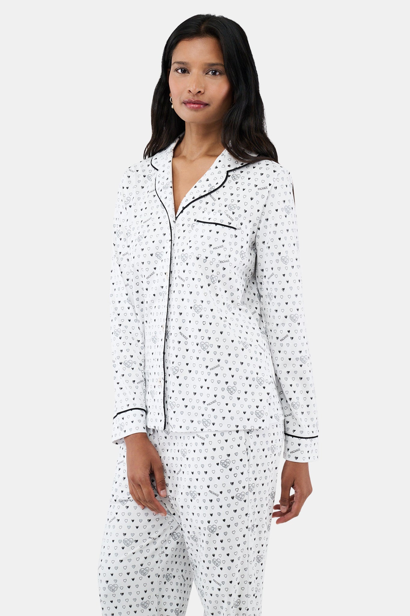 Roller Rabbit Black Quilted Hearts Long Sleeve Polo Pajamas view 4