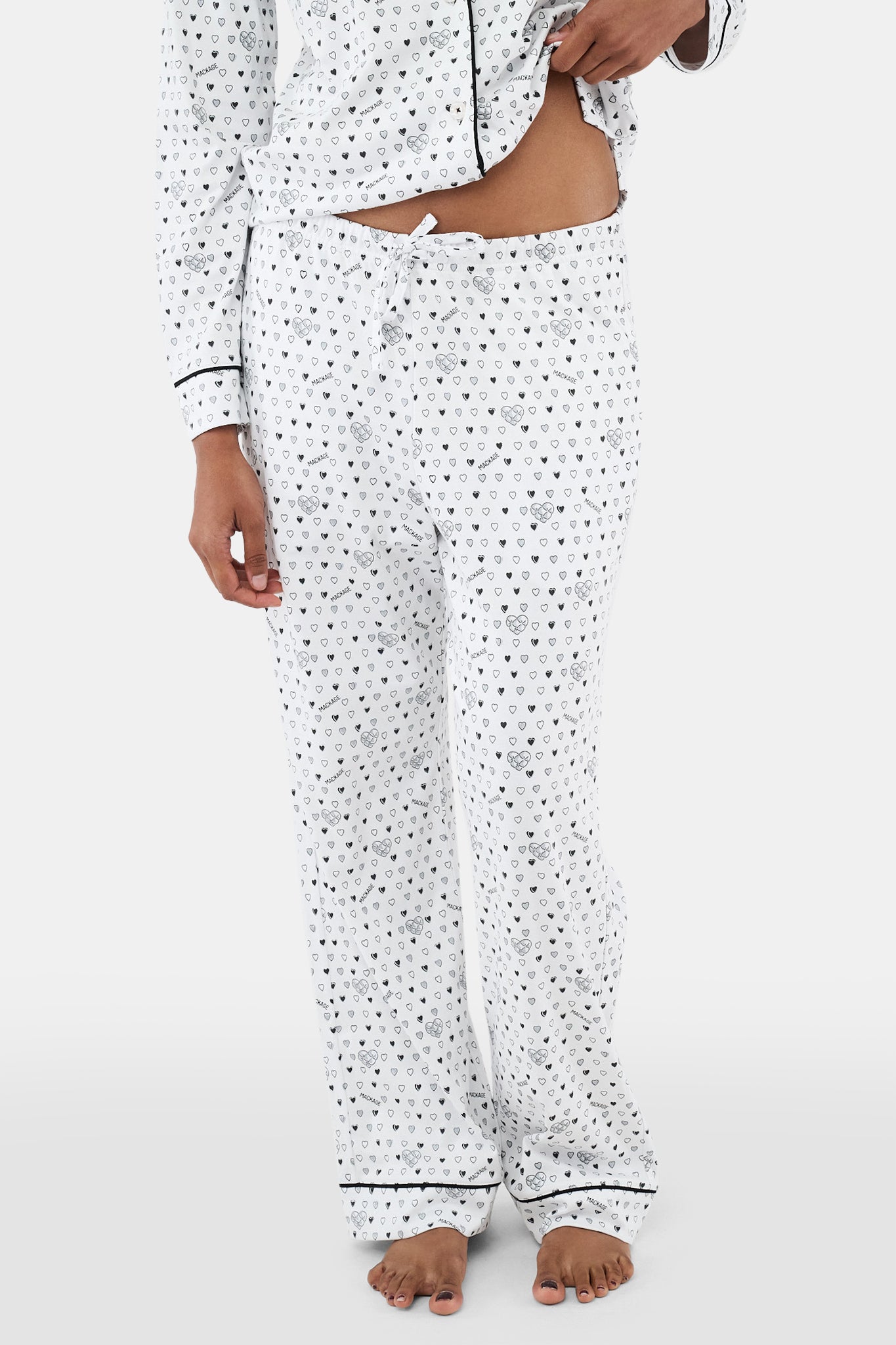 Roller Rabbit Black Quilted Hearts Long Sleeve Polo Pajamas view 5