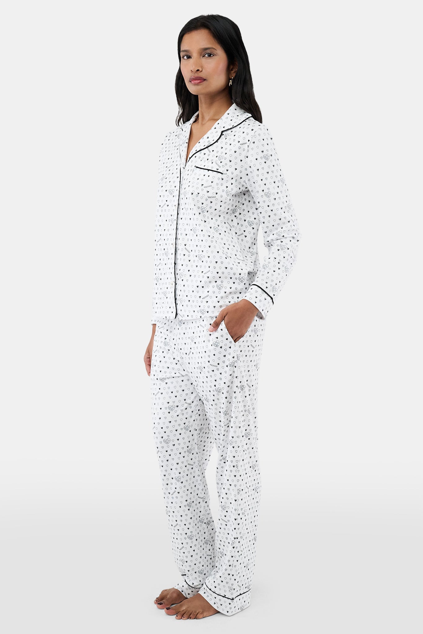 Roller Rabbit Black Quilted Hearts Long Sleeve Polo Pajamas view 6