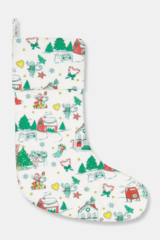 Snow Village Quilted Stocking