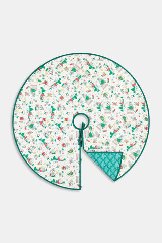Snow Village Quilted Tree Skirt