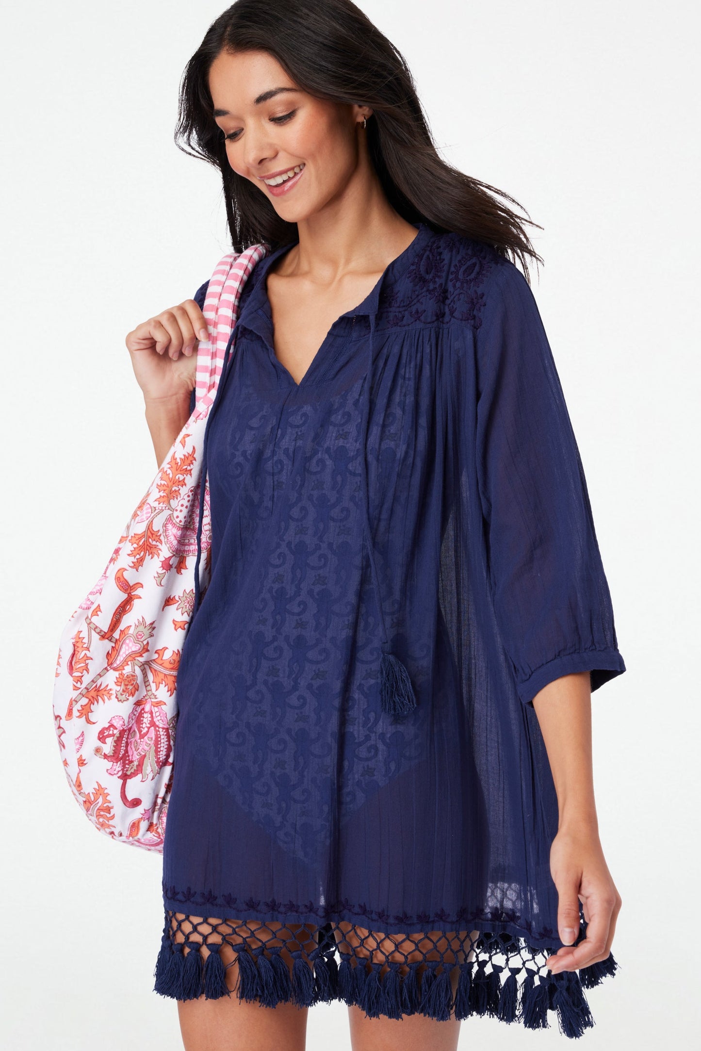 Roller Rabbit Navy Lucknow Serafina Tunic view 1
