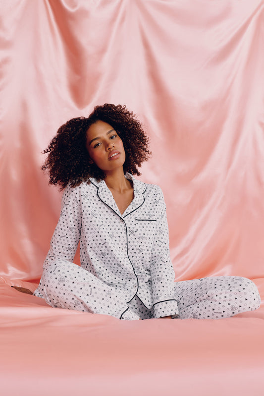 Quilted Hearts Long Sleeve Polo Pajamas view 1