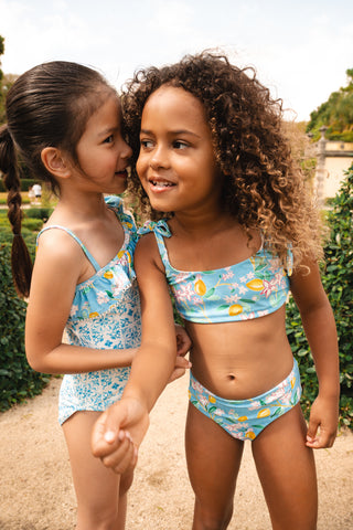 Kids Lemon Blossom/Tuiles Cora Reversible Bikini