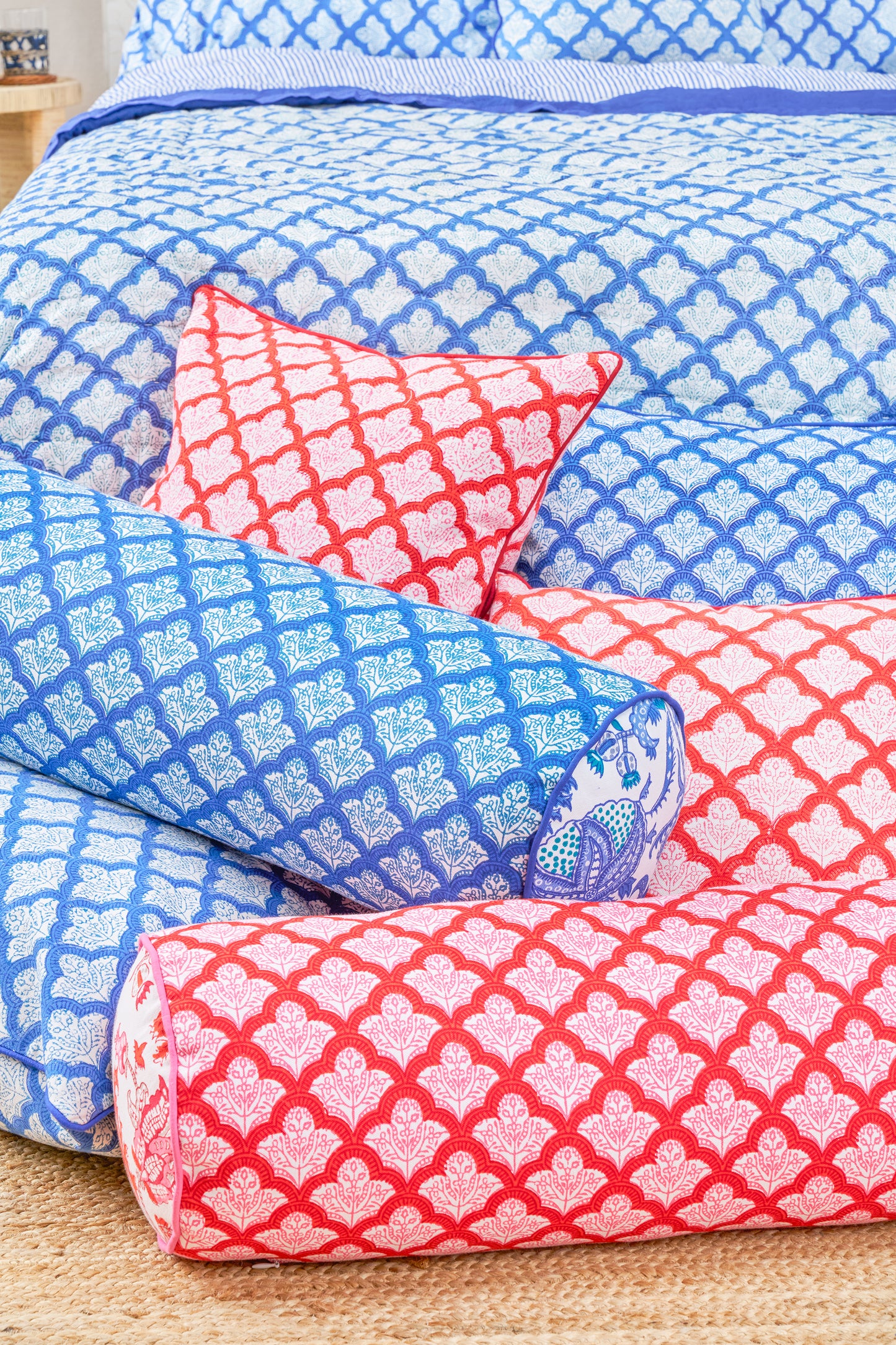 Roller Rabbit Red Jemina Bolster Pillow view 2