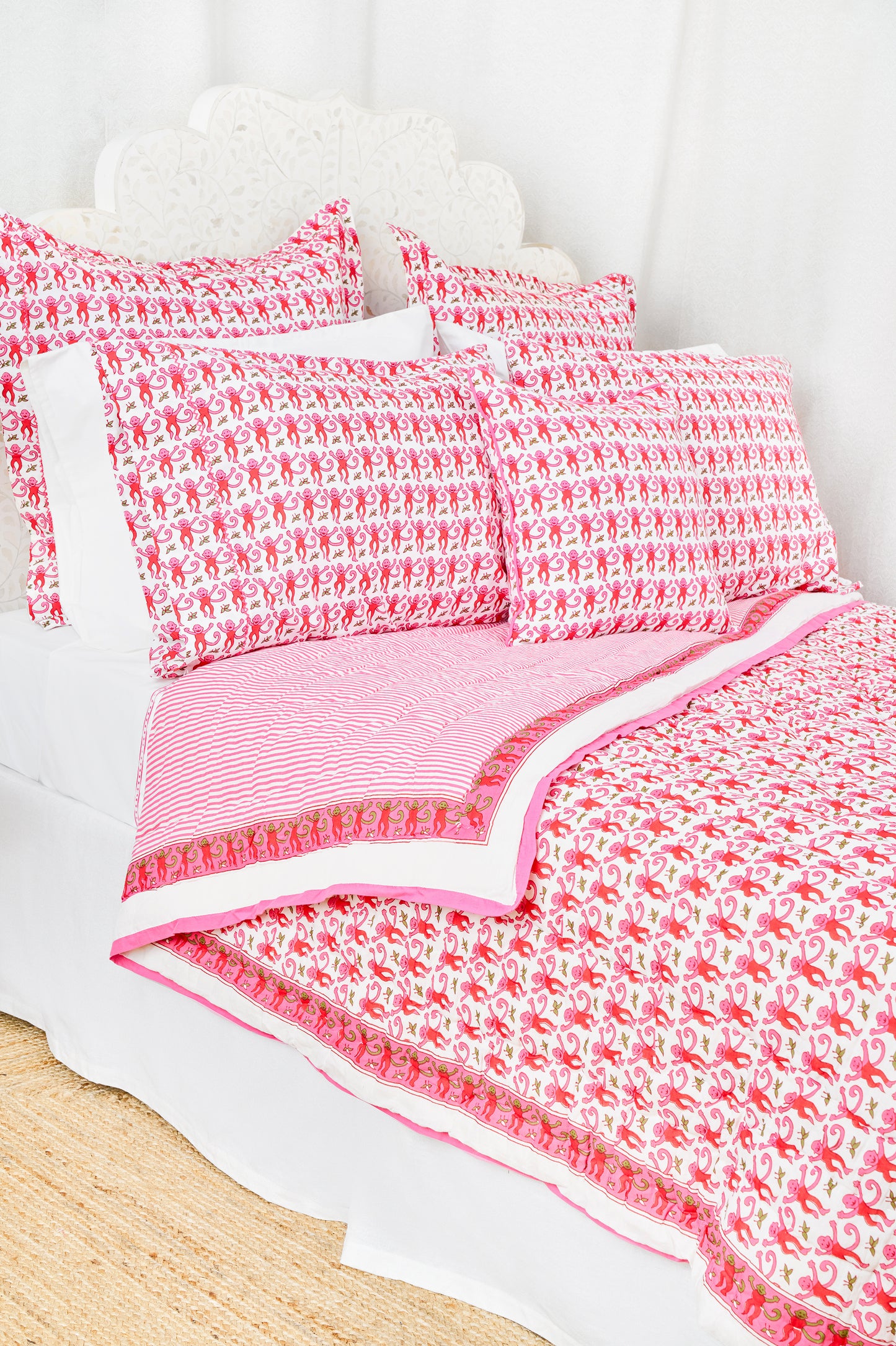 Roller Rabbit Pink Monkey Quilt view 3