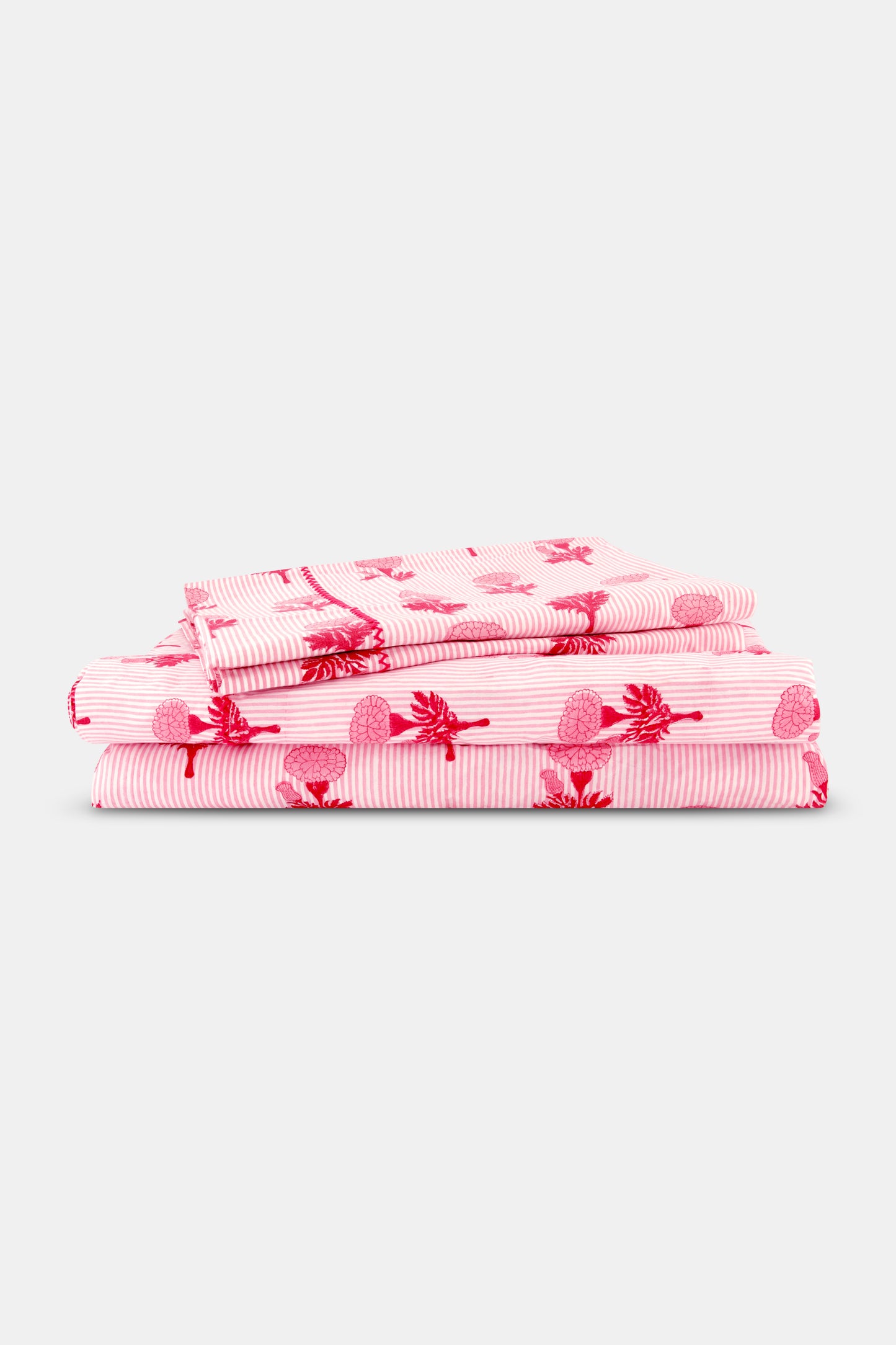Roller Rabbit Pink Marigold Stripe Sheet Set view 1