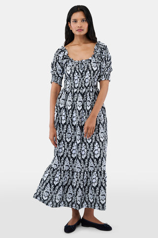 ROLLER RABBIT NAVY TRELLIS FLORAL MAREN DRESS