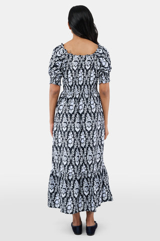 ROLLER RABBIT NAVY TRELLIS FLORAL MAREN DRESS