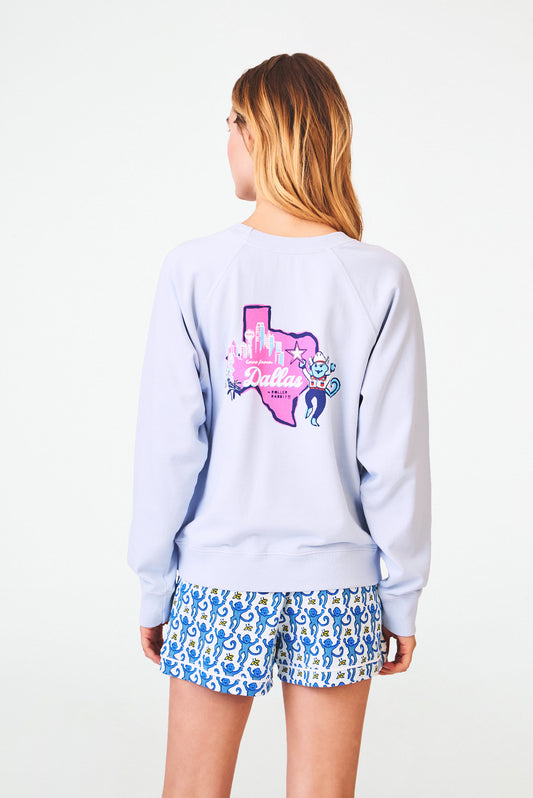 Roller Rabbit Blue Dallas Monkey Crewneck view 1