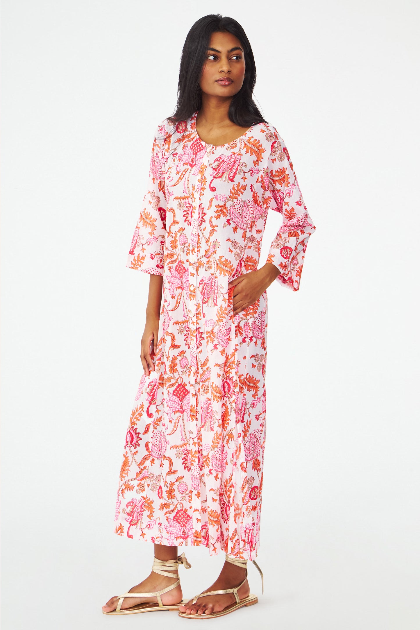 Orange and Pink Floral Dress view 2