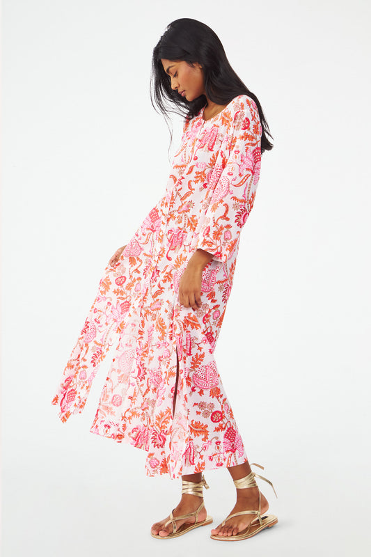 Orange and Pink Floral Dress view 1