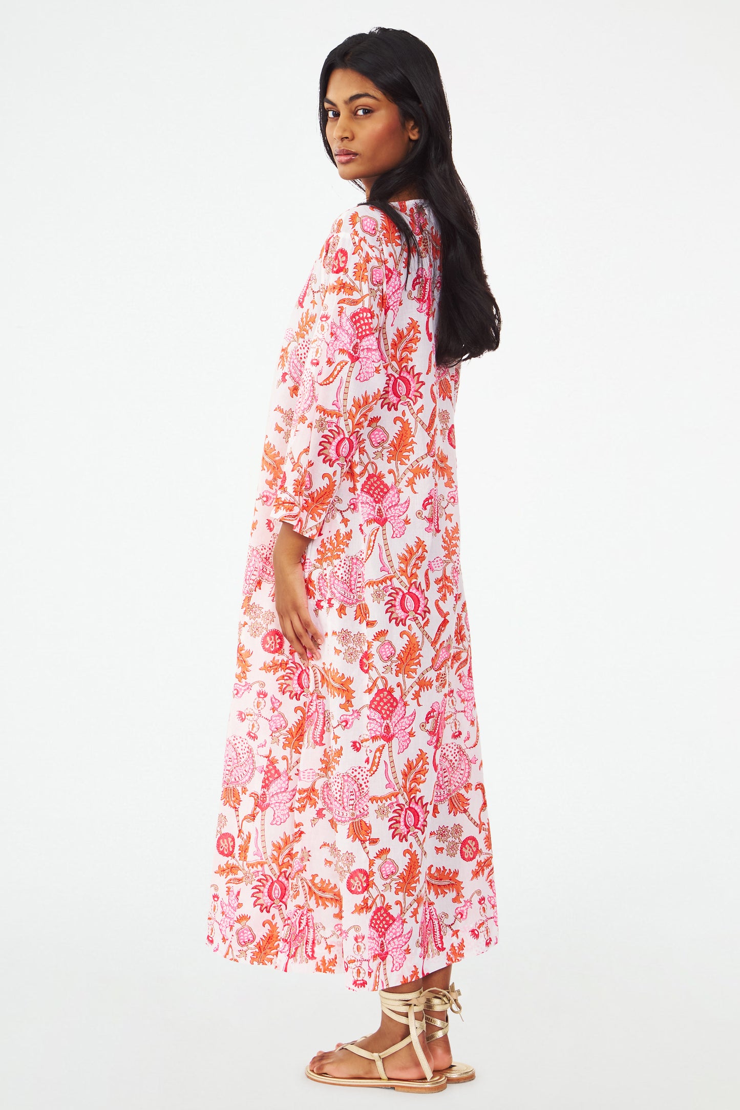 Orange and Pink Floral Dress view 4