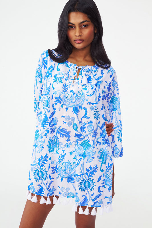 Womens Blue Floral Coverup view 1