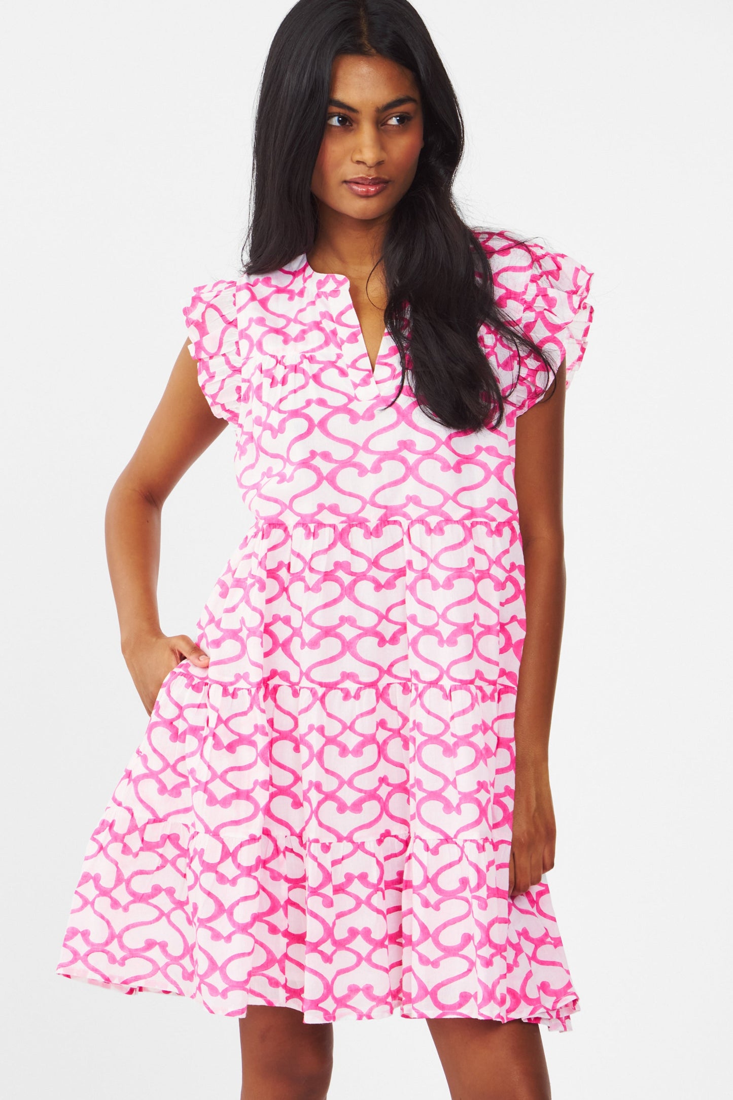 Womens Pink Printed Dress view 2