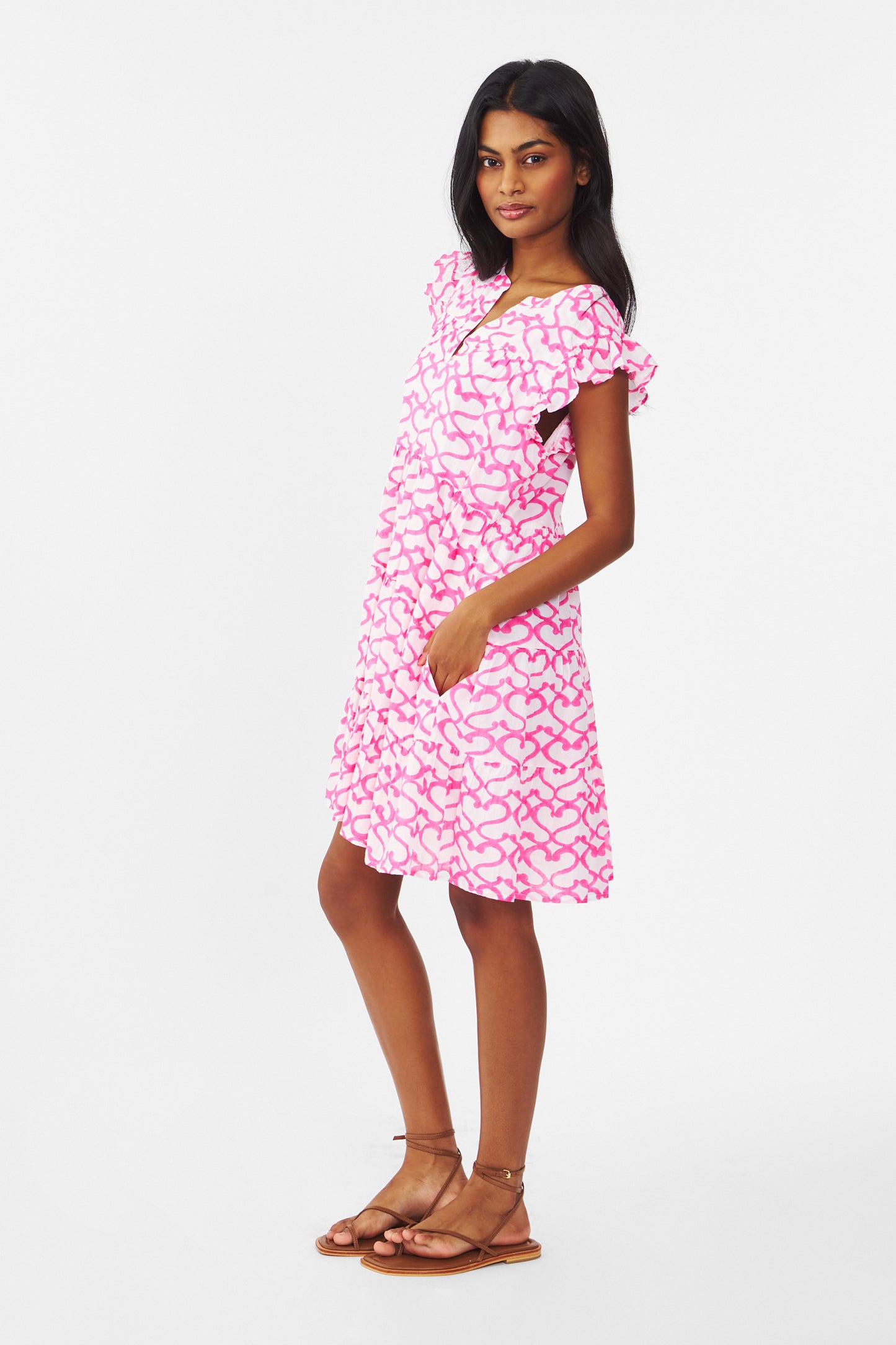 Womens Pink Printed Dress view 5