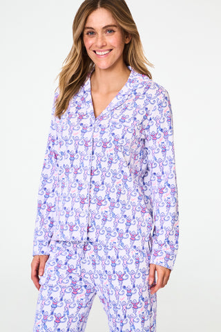 Roller Rabbit Cheer Berry Monkey Long Sleeve Polo Pajamas