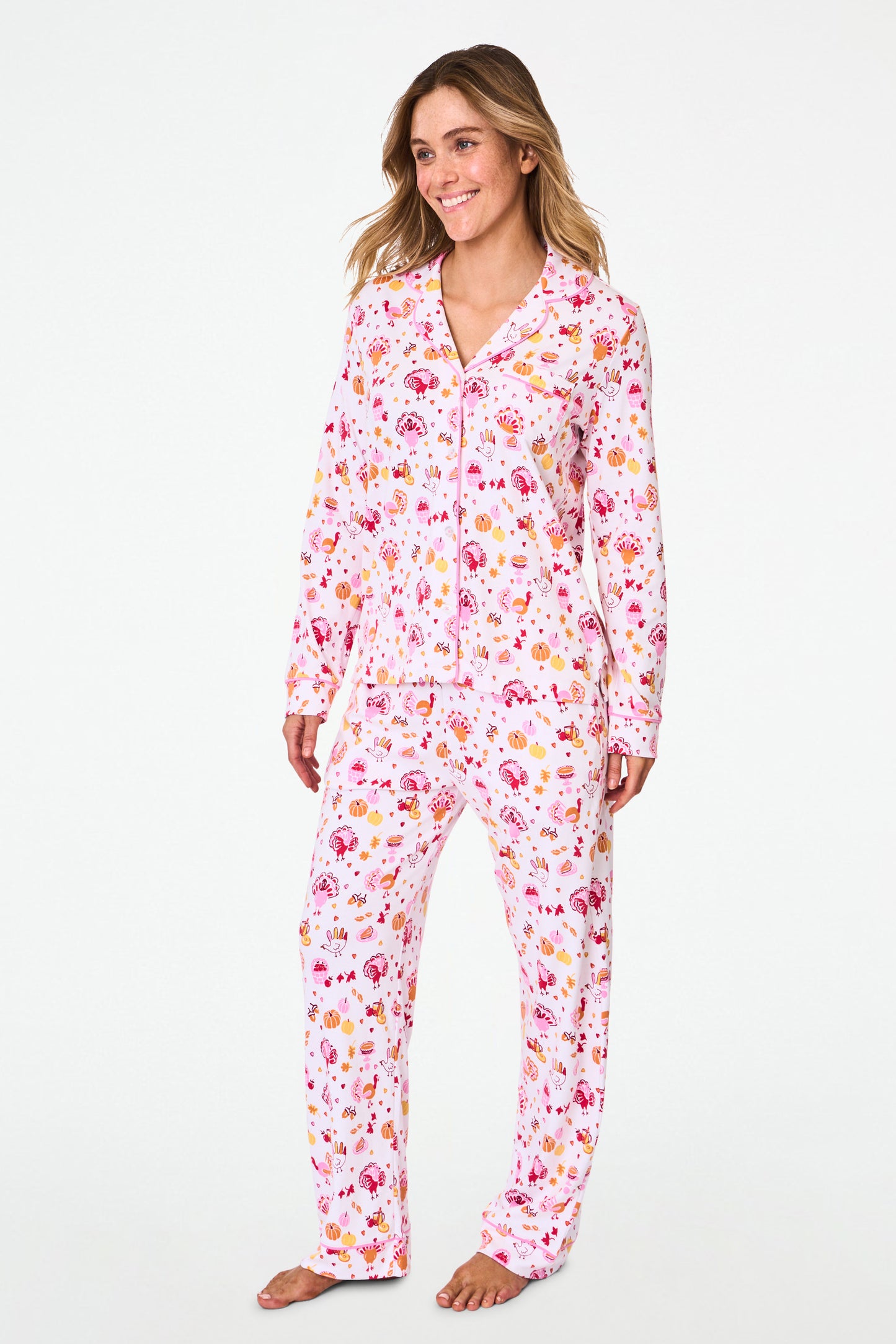 Roller Rabbit Orange Fall-A-Palooza Long Sleeve Polo Pajamas view 4