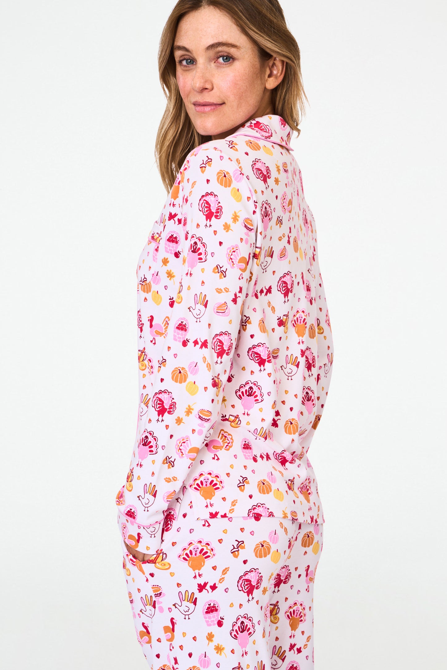 Roller Rabbit Orange Fall-A-Palooza Long Sleeve Polo Pajamas view 5