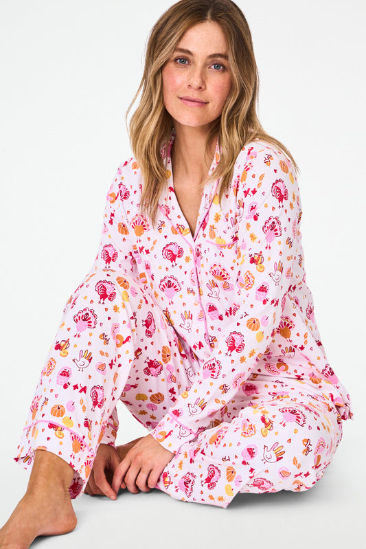 Roller Rabbit Orange Fall-A-Palooza Long Sleeve Polo Pajamas view 1