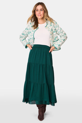 Roller Rabbit Green Feather Stitch Embroidery Carlisa Skirt