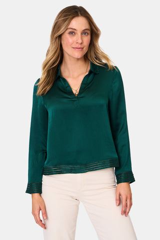 Roller Rabbit Green Feather Stitch Embroidery Marcy Top