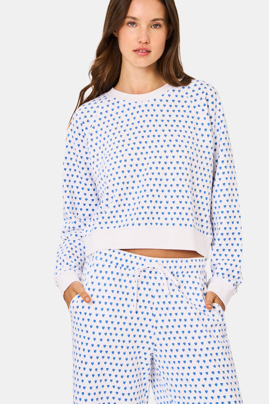 Roller Rabbit Blue Hearts Celeste Crewneck view 1