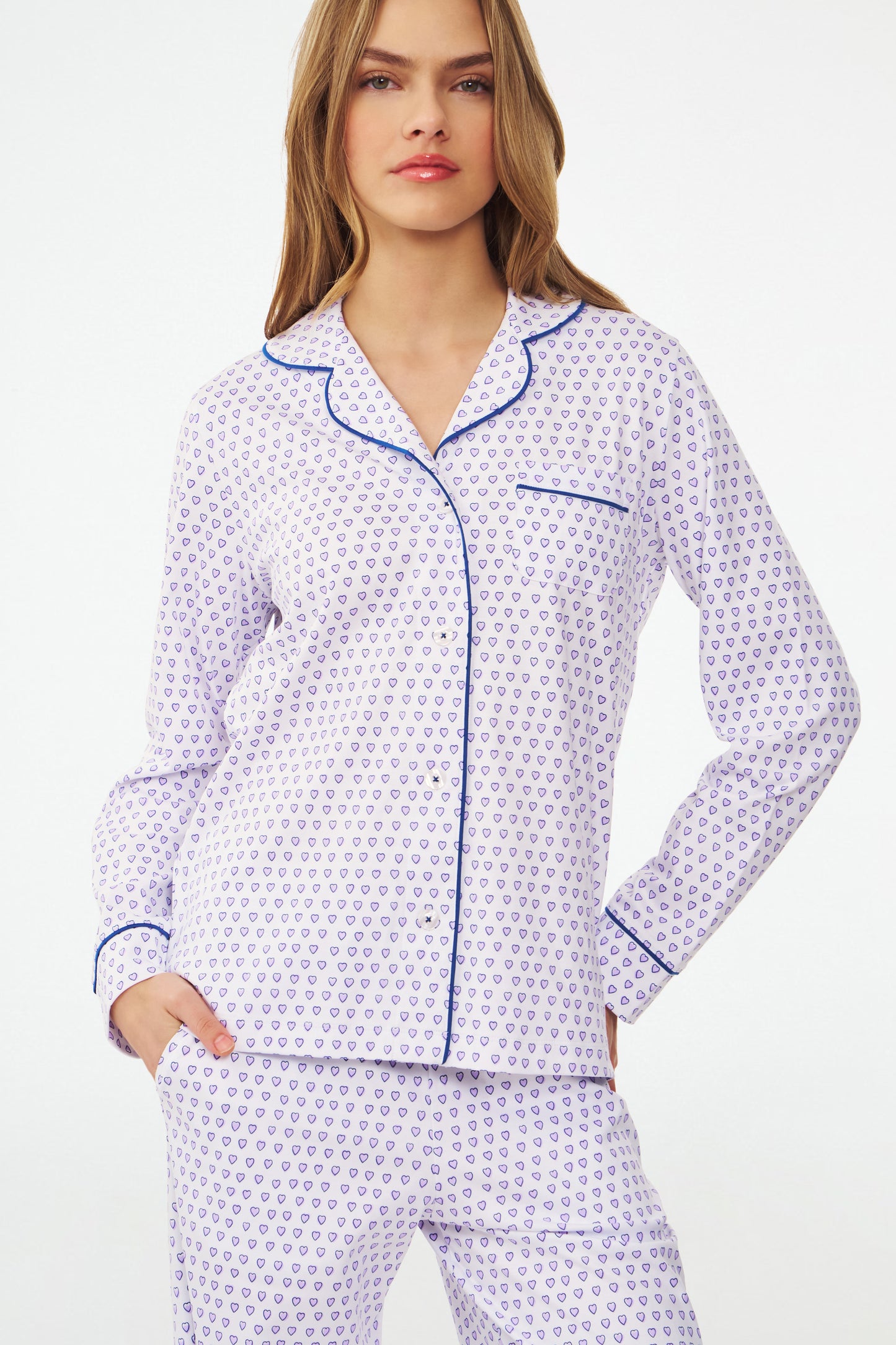 Hearts Long Sleeve Polo Pajamas view 2