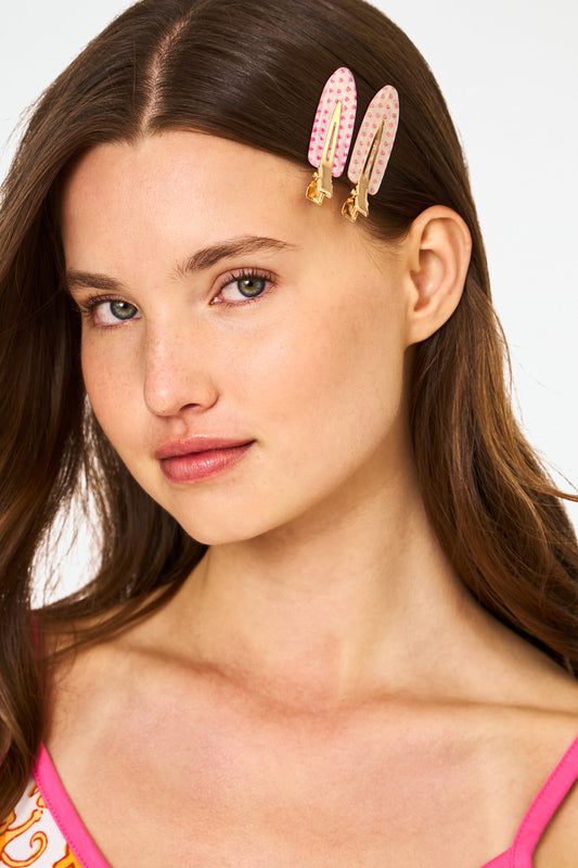 Roller Rabbit Orange/Pink Hearts Makeup Clips view 1