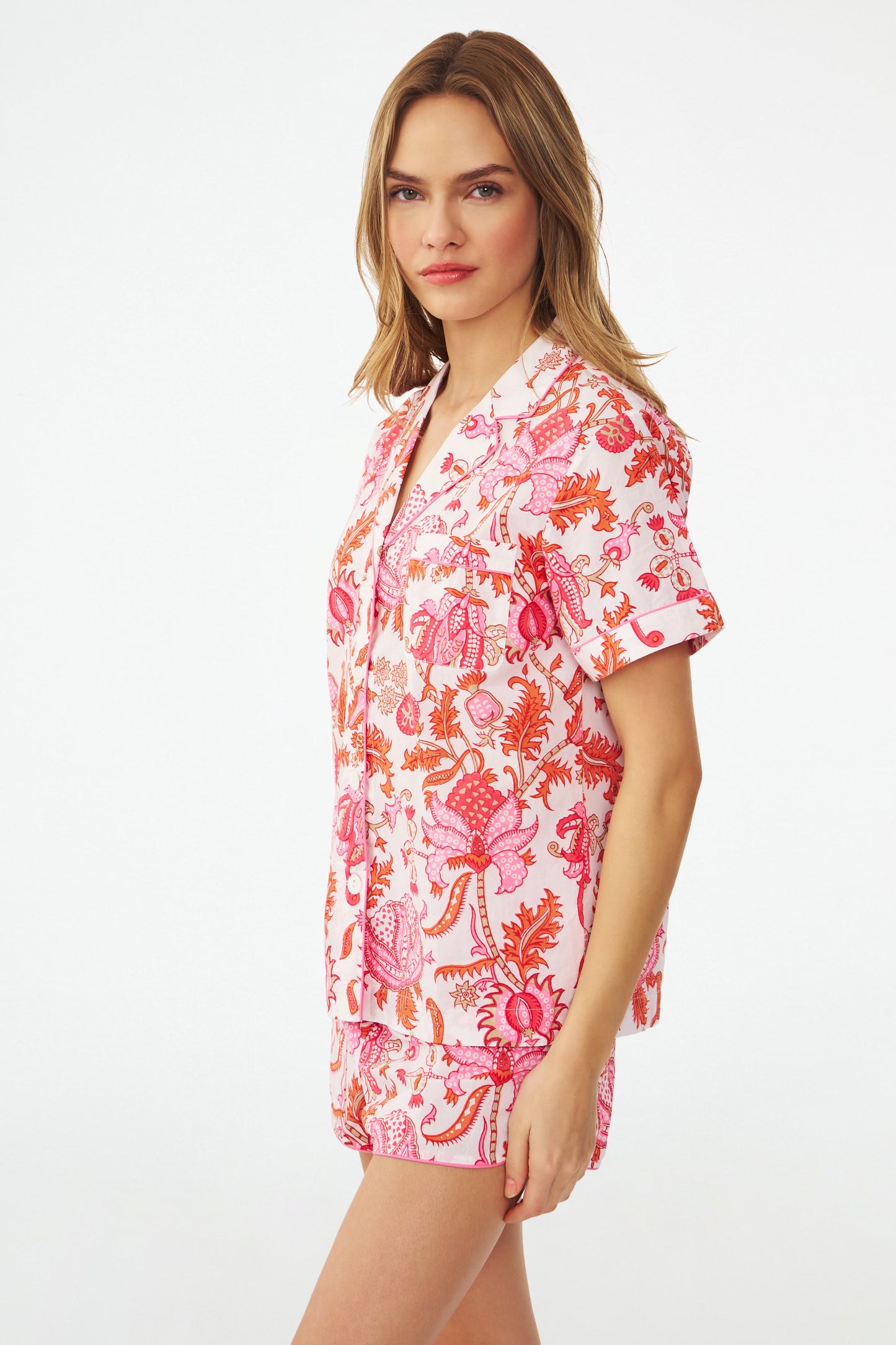 Pink and Orange Blockprinted PJ view 3